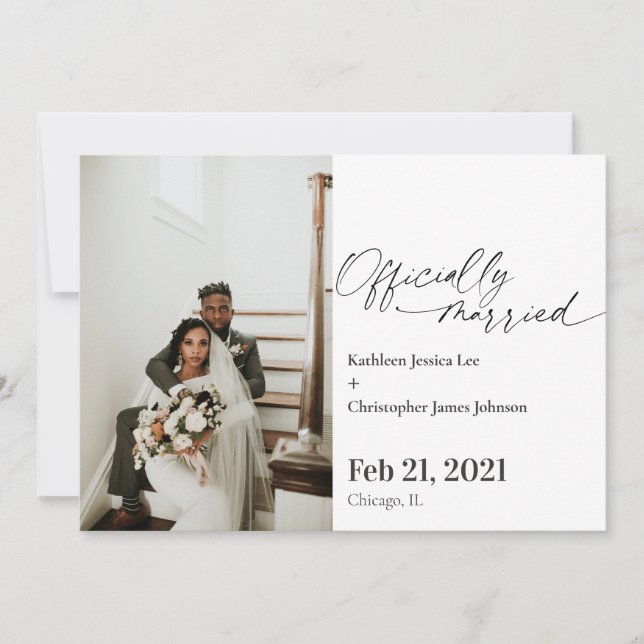 Invitación de bodas casados oficialmente en la act (Anverso)