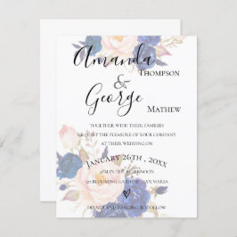 Invitación de bodas con efecto Vellum Faux Floral 