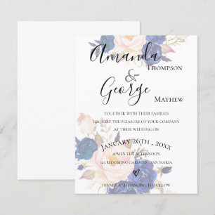 Invitación de bodas con efecto Vellum Faux Floral