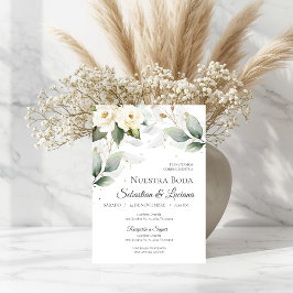 Invitación de bodas con eucalipto verde en español