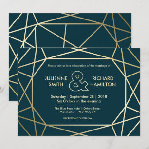 Invitación de bodas con forma de diamante geométri