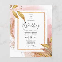 INVITACIÓN DE BODAS CON HOJAS DE ORO ROSA PRESUPUE