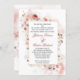 Invitación de bodas con marco floral de otoño en B