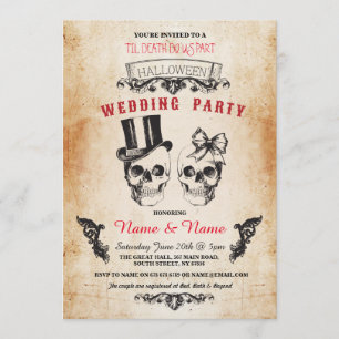Invitación de bodas con temática de calaveras para