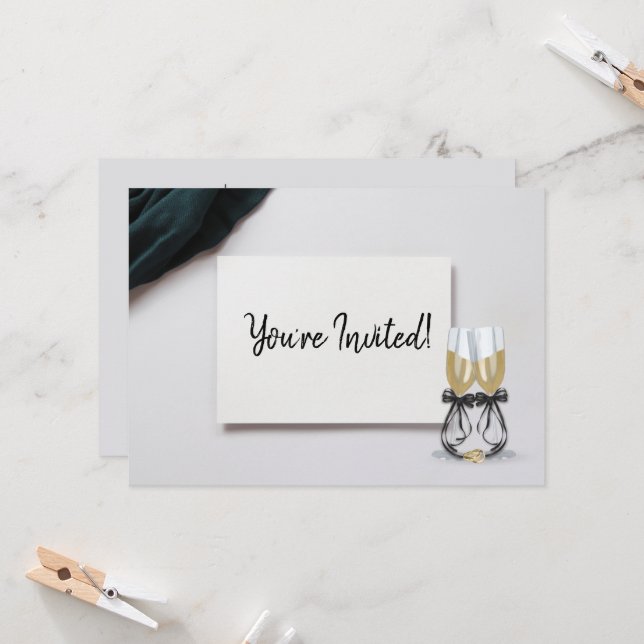 Invitación de bodas de champán para aniversario (Anverso/Reverso In Situ)