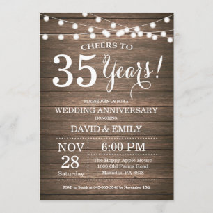 Invitación de Bodas de Coral Rustica de Madera