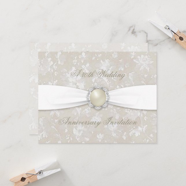 Invitación de Bodas de Damask Audaz por 30 Anivers (Anverso/Reverso In Situ)