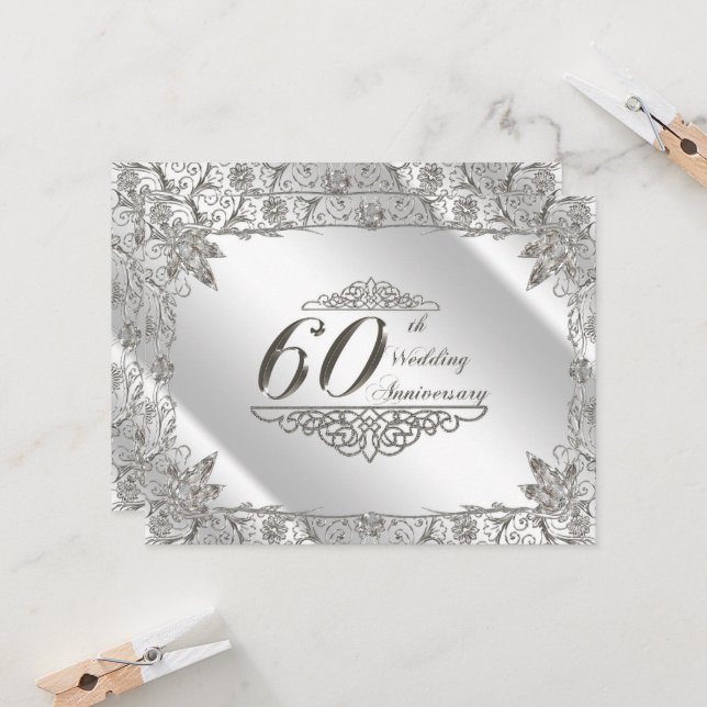 Invitación de Bodas de Diamante 60º Aniversario Fl (Anverso/Reverso In Situ)
