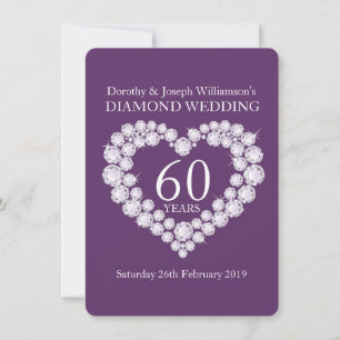 Invitación de bodas de diamante corazón 60 fiesta
