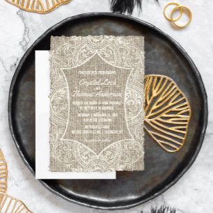 Invitación de bodas de encaje francés rustico Burl