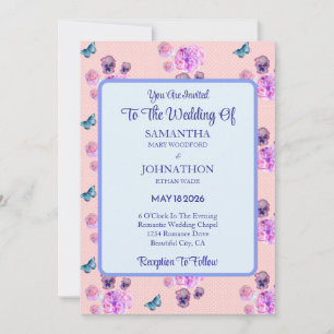 Invitación de bodas de flores chic de Shabby rosad
