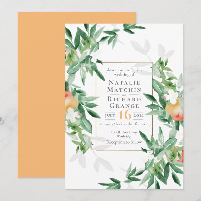 Invitación de bodas de huertos de verano (Anverso / Reverso)