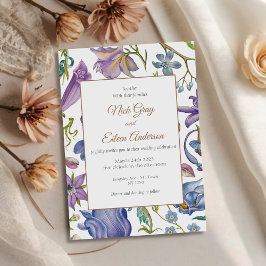 Invitación de bodas de jardín floral púrpura de vi
