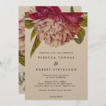 invitación de bodas de kraft floral rosa