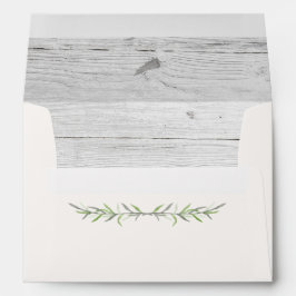 Invitación de bodas de madera rústica y hojas botá