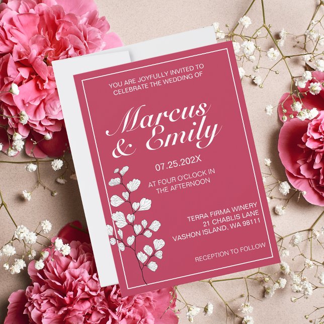 Invitación de bodas de moda con floral blanca y ma (Subido por el creador)