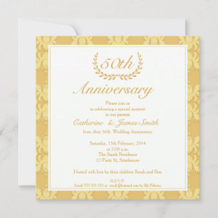 Invitación de Bodas de Oro 50º Aniversario Damask
