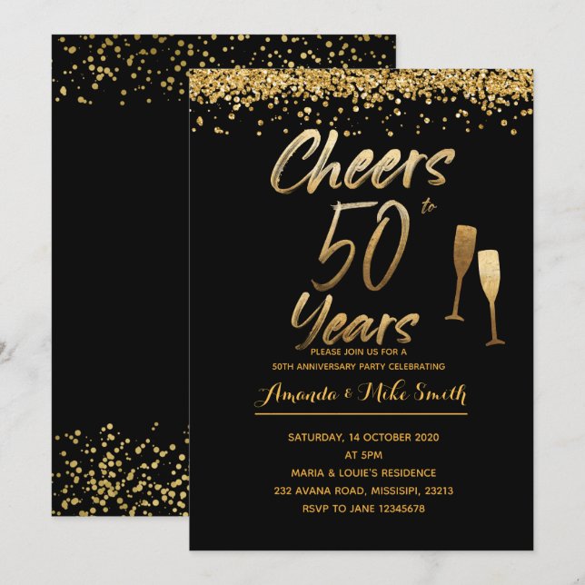 Invitación de Bodas de Oro 50 Aniversario (Anverso / Reverso)