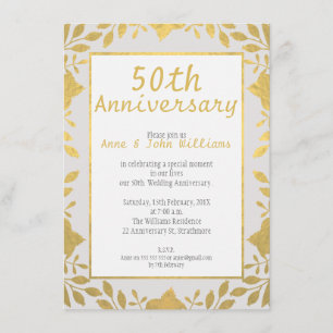 Invitación de Bodas de Oro 50 Aniversario Falso Or