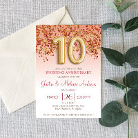 Invitación de Bodas de Oro Burgundy 10º Aniversari