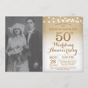 Invitación de Bodas de Oro con Foto Dorada 50 Aniv