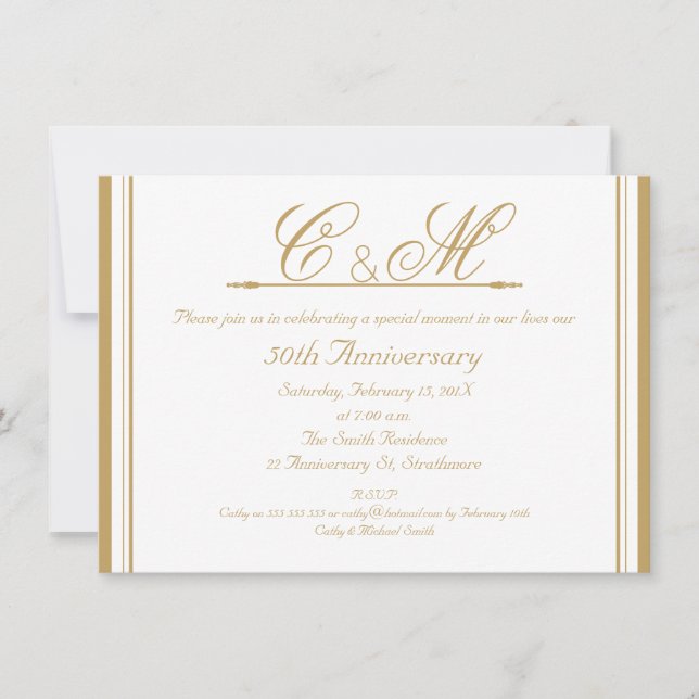 Invitación de Bodas de Oro con Monogramas (Anverso)