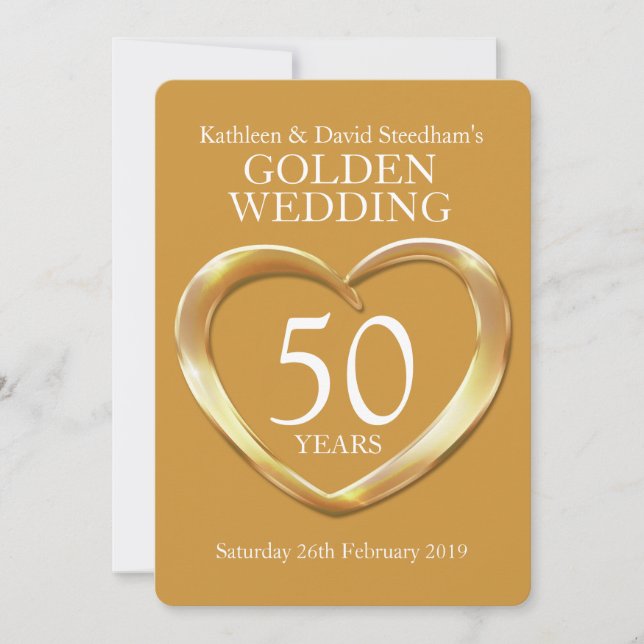 Invitación de bodas de oro corazón 50 años fiesta  (Anverso)