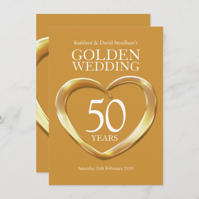 Invitación de bodas de oro corazón 50 años fiesta  (Anverso / Reverso)