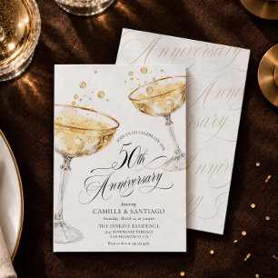 Invitación de bodas de oro de Champagne para 50 an