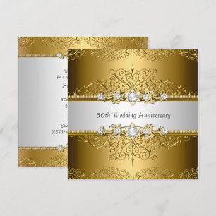 Invitación de Bodas de Oro Floral Swirl 50º Aniver