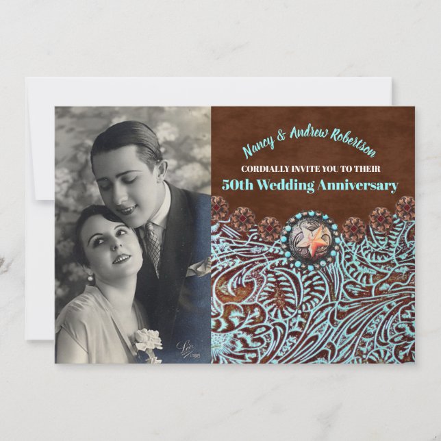 invitación de bodas de oro vaquera país western 50 (Anverso)