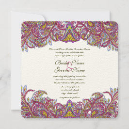 Invitación de bodas de paisley pastoral rosada