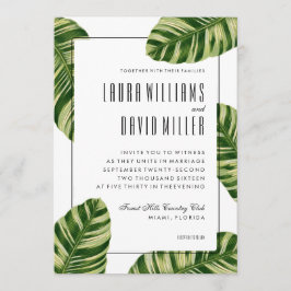 Invitación de bodas de palmeras tropicales