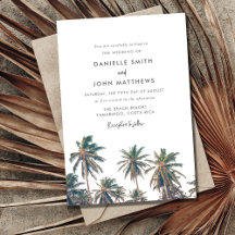 Invitación de bodas de palmeras tropicales