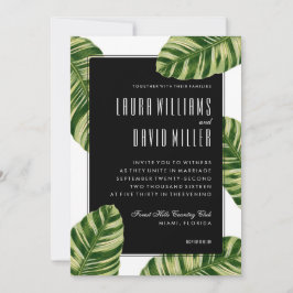 Invitación de bodas de palmeras tropicales