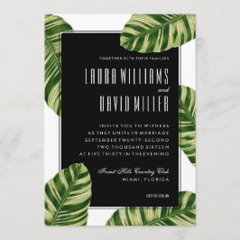 Invitación de bodas de palmeras tropicales