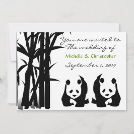 Invitación de bodas de panda y de bambú