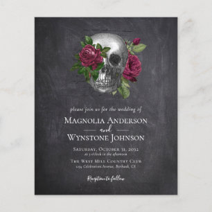 INVITACIÓN DE BODAS DE PAPEL Rosas de cráneo gót