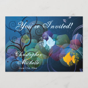 Invitación de bodas de peces submarinos coloridos