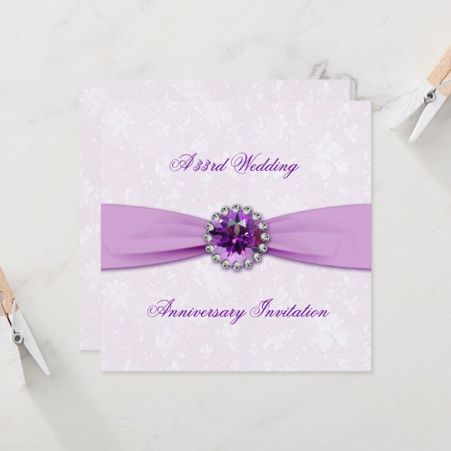 Invitación de Bodas de Perlas Damask 33º Aniversar (Anverso/Reverso In Situ)