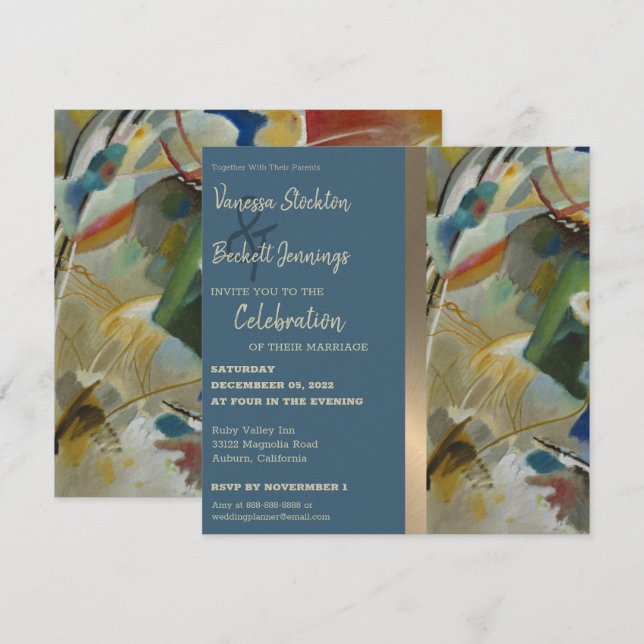 Invitación de bodas de pintura de resumen de cosec (Anverso / Reverso)