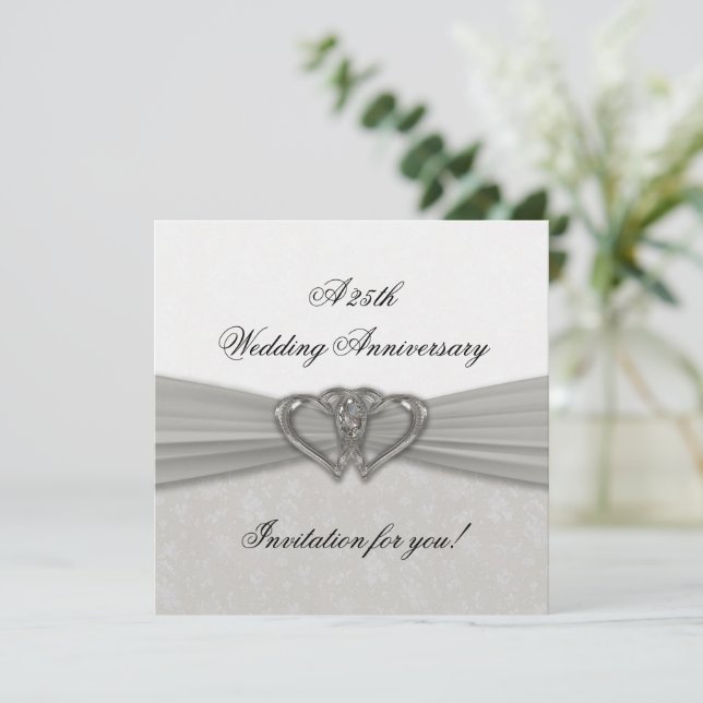 Invitación de Bodas de Plata de Damasco 25 Anivers (Anverso de pie)