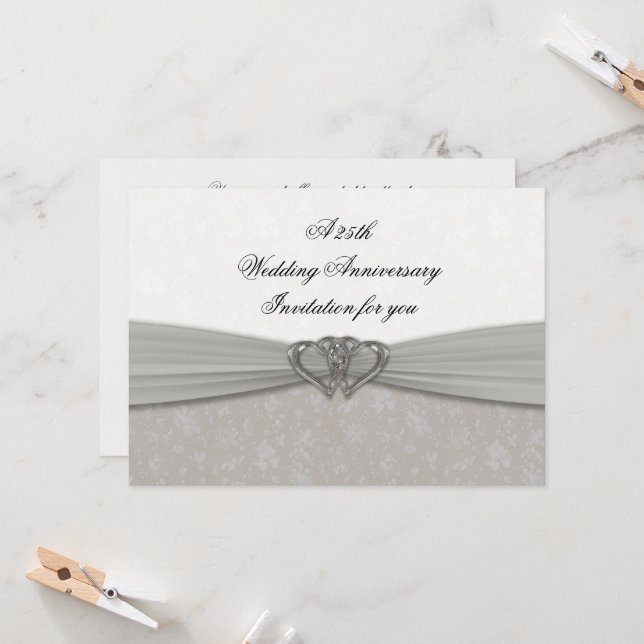 Invitación de Bodas de Plata de Damasco 25 Anivers (Anverso/Reverso In Situ)