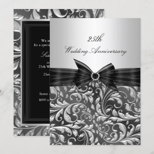 Invitación de Bodas de Plata Floral de Hoja 25 Ani