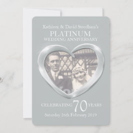 invitación de bodas de platino corazón foto 70 año