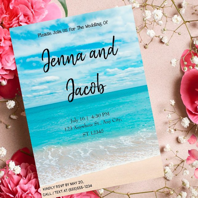 Invitación de bodas de playa moderna y elegante (Subido por el creador)