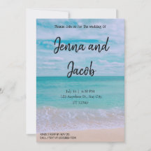 Invitación de bodas de playa moderna y elegante
