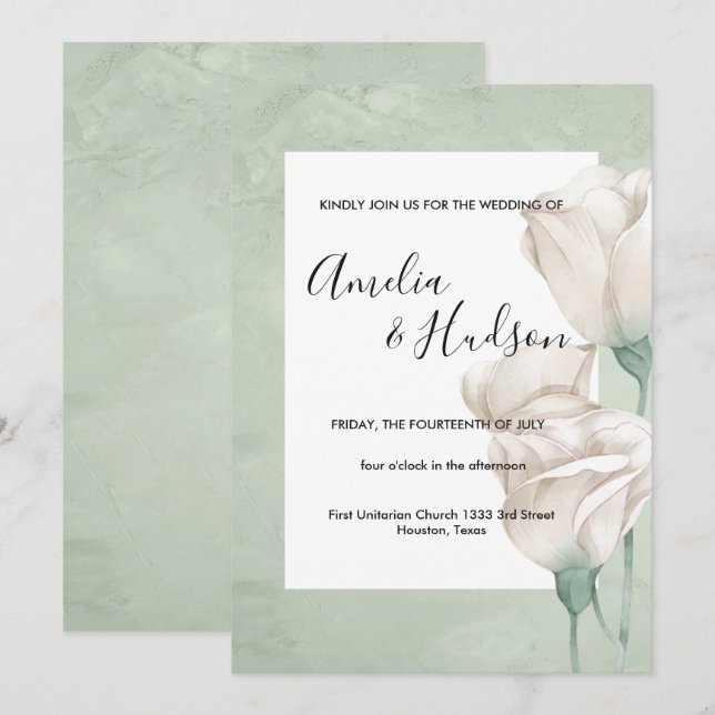 invitación de bodas de vegetación moderna (Anverso / Reverso)