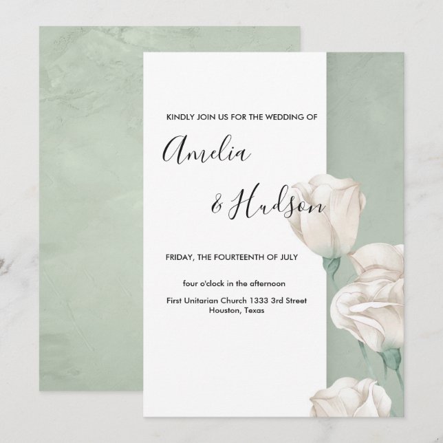 invitación de bodas de vegetación moderna (Anverso / Reverso)