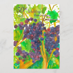 Invitación de bodas de vino de uva 50 aniversario 